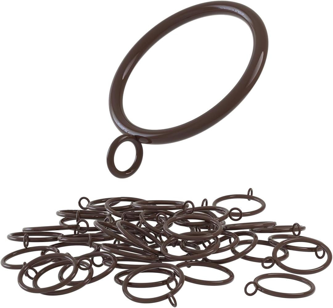 42 PCS Curtain Rings, 1.5 Inch Cocoa Tone Metal Curtain Drape Sliding Eyelet Rings-Hanging Rings for Curtains and Rods, Fits Up to 1 1/4-Inch Rod(Clips Not Included) (Brown)