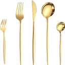 Silverware Set, 40 Pieces Stainless Steel Tableware, Retro Portuguese Five-piece Cutlery, Forks And Spoons, Home Flatware Set(Color:Gold,Size:8Set-40Pcs)