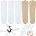 Yaocom 5 Sets 42 Inch Ceiling Fan Replacement Blades and Blade Arms, 5 Replacement Fan Blades and 5 Blade Arms with Mounting Hardware for Bedroom Patio Living Room(Matte White)