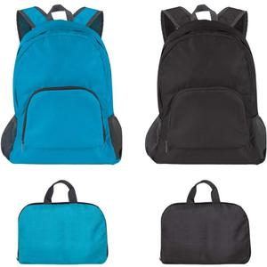 DaKuan Pack of 2 Lightweight Foldable Backpack, Water Resistant Travel Hiking Packable Backpack 20 Liters (Black & Blue) for Camping, Outdoor, Travel Cycling