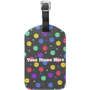 Cindly Colorful Pickleball Personalized Luggage Tags for Suitcases Custom Luggage Name Tags Identifiers with Text Logo with Privacy Cover and Leather Strap