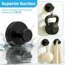 Suction Cup Hooks for Shower, Heavy Duty Towel Hooks for Walls No Damage, Suitable for Hanging Towels, Robes, Coats, Holds 15 lbs-2pack, Black