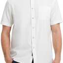 Men's Short Sleeve Button Down Shirts Classic Regular Fit Summer Beach Shirt with Pocket (XL)
