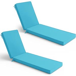 Summsun Chaise Lounge Cushions Outdoor Set of 2 - Waterproof and Fade Resistant Sun Lounger Replacement Cushions - Patio Lounger Pads with Removable Cover for Pool, Deck, Lawn, 72 x 21 x 3 Inch, Teal