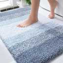 OLANLY Bathroom Rug Mat 30x20, Extra Soft and Absorbent Microfiber Bath Rugs, Non-Slip Plush Shaggy Bath Carpet, Machine Wash Dry, Bath Mats for Bathroom Floor, Tub and Shower, Blue