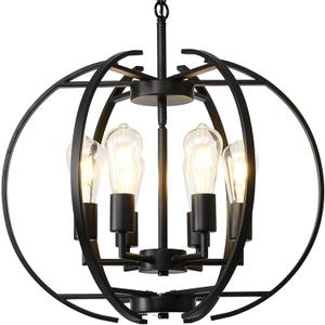 Pendant Lights Globe Black Chandeliers Lighting, Hallway Light Fixtures Ceiling Adjustable Hanging 6 Light for Kitchen, Dining Room, Living Room, Bedroom