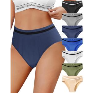 Womens Bikini Underwear High Waisted Seamless Panties High Cut Tagless Soft Cheeky Ladies Panties 7 Pack (X-Large)