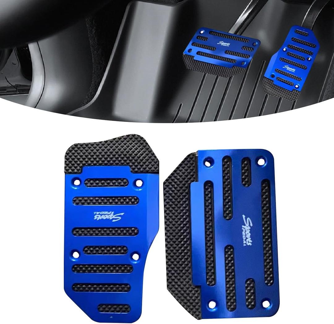1 Pack Blue Non-Slip Car Pedal Pad Kit, Premium Aluminum Alloy Brake Pedals Covers, Gas Pedal Covers, Suitable for Most Cars, SUVs