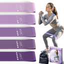 Resistance Loop Exercise Bands, Resistance Bands Exercise Bands for Home Fitness, Stretching, Strength Training, Physical Therapy,Elastic Workout Bands for Women Men Kids, Set of 5 (Purples)