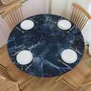 Gbuzozie Galaxy Marble Print Tablecloth with Elastic Edge, Round Table Cover Washable Reusable Table Cloths for Kitchen Dining Party, Small (Fits 40-44 in)