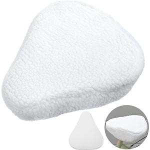 Feekoon Imitation Sheepskin Bicycle Seat Cover & Removable Sponge Padding, White Universal Sheepskin Bike Cushion Cover, Secure Fit Fur Protector for Wide Seat Spin Bike, Cruiser Exerciser