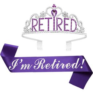 JETKONG Retirement Party Decorations - Tiara/Crown & Sash for Women, Party Supplies & Favors (Purple)