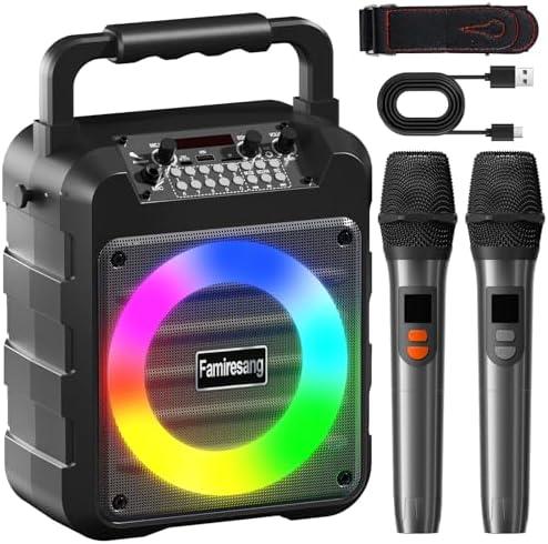 Karaoke Machine for Adults - Portable Bluetooth Karaoke Speaker with 1 Wireless Microphones, PA System Speaker Supports TF Card/USB, AUX in, REC, Bass & Treble for Party/Meeting