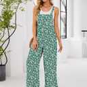 Womens Summer Casual Jumpsuits Baggy Wide Leg Floral Overalls Rompers for women 2025 With Pockets (L)