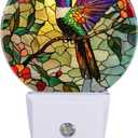 LED Night Lights Lamp with Dusk to Dawn Sensor, Colorful Hummingbird Perched On Branch Night Light Plug Into Wall for Kids Room, Bedroom, Bathroom, Kitchen, Hallway (Small)