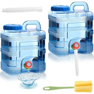 2 Pcs 2.6 Gallon Camping Water Container Storage Portable Camping Water Tank Jug with Spigot Faucet No Leakage Thick Liquid Dispenser Carrier for Emergency Outdoor Hiking Picnic Vehicle