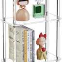 Clear Acrylic Narrow Side Table for Small Spaces, 15.75" L x 7.87" W x 38.7" H, 4 Tier Rectangle Slim End Table Nightstand, Small Mini Skinny Bedside Table for Bedroom, Bathroom, Living Room