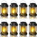 Solar Lantern Outdoor & Indoor Use  Hanging Solar Lights with Realistic Flickering Flameless Candle, Weatherproof for Gardens, Patios, Trees, and Lawns (Black, 8 Pack)