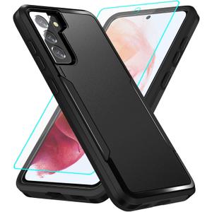 for Galaxy S21 Case with Screen Protection: Heavy Duty Protective Shockproof and Scratch Proof Cell Phone case for Samsung Galaxy S21-Black