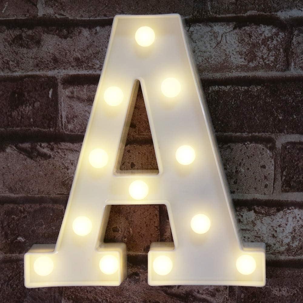 Pooqla LED Marquee Letter Lights Sign, Light Up Alphabet Letter for Home Party Wedding Decoration A (Letter A, Warm White)