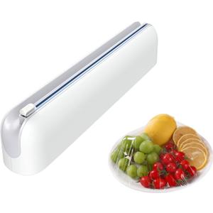 Quasziwa Aluminum Foil & Plastic Wrap Dispenser with Cutter - Easy One-Hand Operation, Space-Saving Kitchen Organizer for Worktops & Cabinets, Magnetic Cling Film Dispenser - Fits 12" Rolls, Gray (14.70*2.90*2.40 IN)