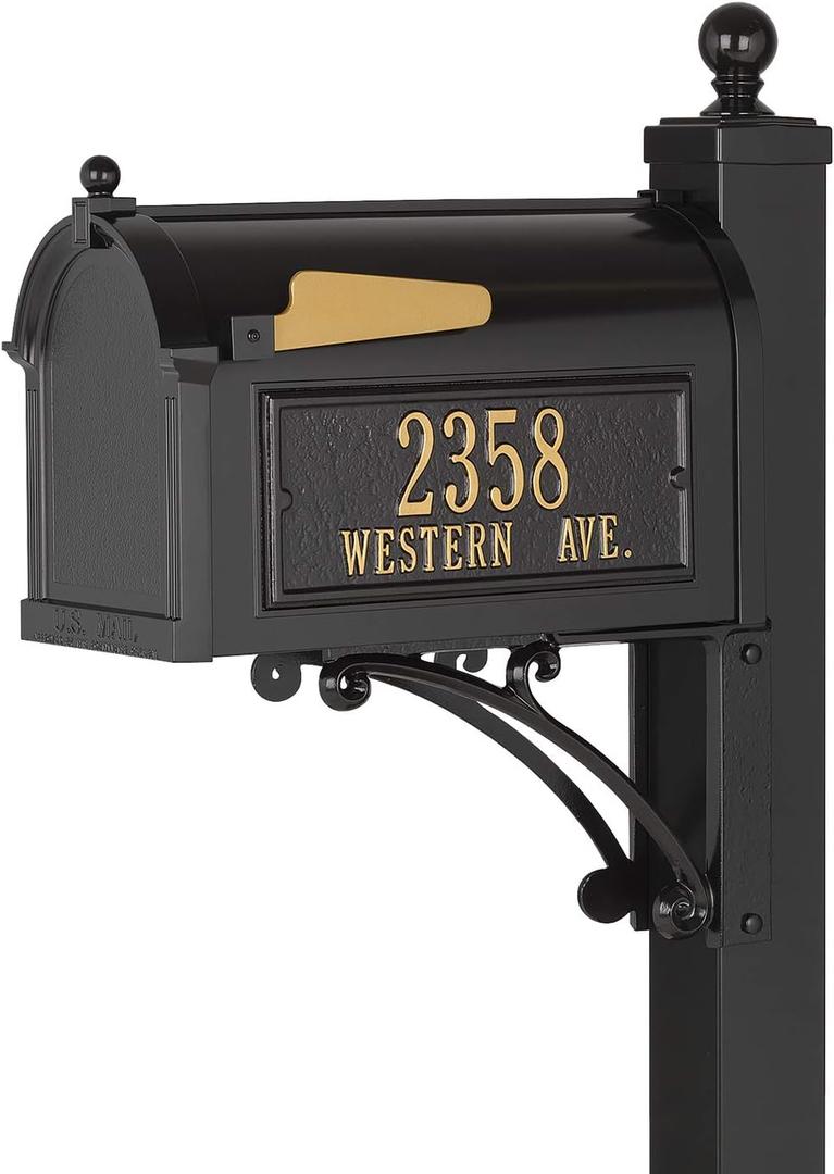 Whitehall Products 16536 Deluxe Mailbox Package, Black