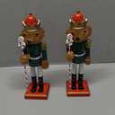 Thyle 2 Pieces 9.8 Inch Christmas Wooden Nutcracker Figures Xmas Large Nutcracker Soldier Christmas Holiday Soldier Ornament on Stand for Xmas Holiday Garden Lawn Pathway (Green Bear Style)