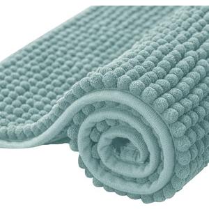 SUBRTEX Bathroom Rugs, 24" x 36" Chenille Bath Rug Soft Short Plush Bath Mat Soft Shower Mat Water Absorbent Shower Mat Quick Dry Machine Washable, Light Green