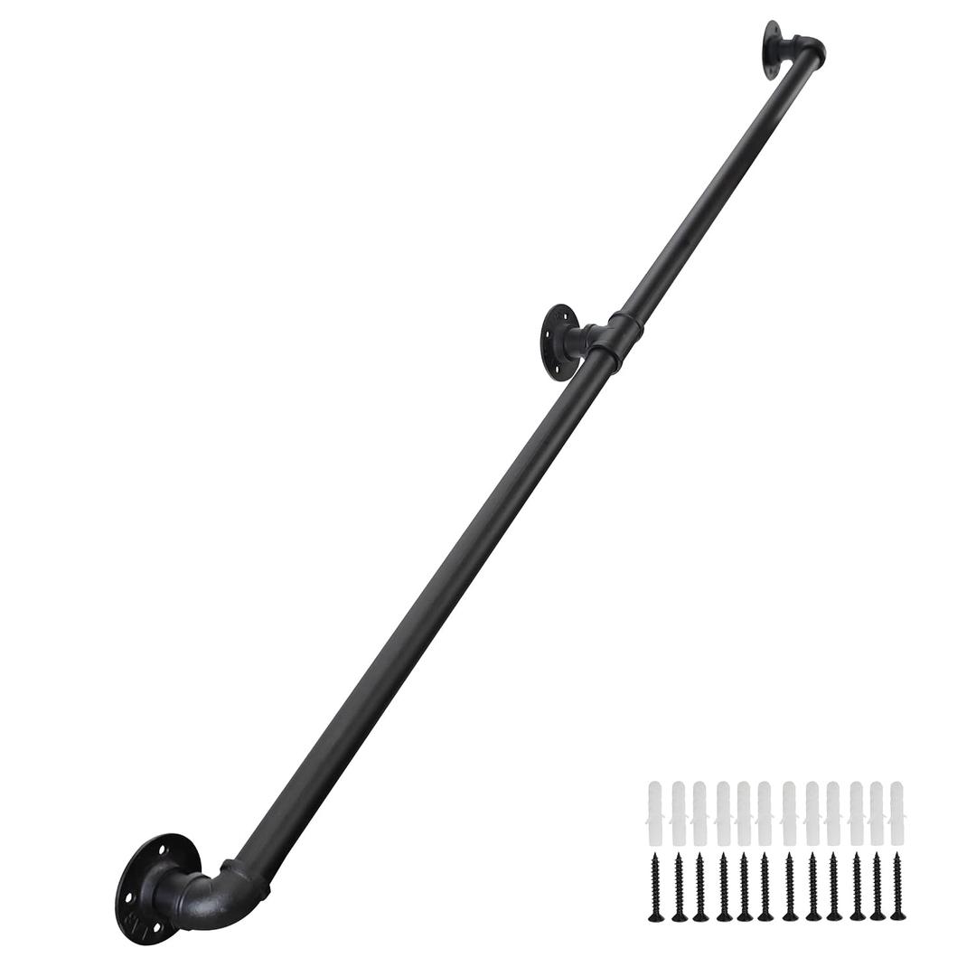 Handrails for Outdoor Steps 5FT, Galvanized Steel Handrails for Indoor Stairs Easy to Install, Iron Balusters Hand Railing Indoor Outdoor for Household or Commercial Buildings
