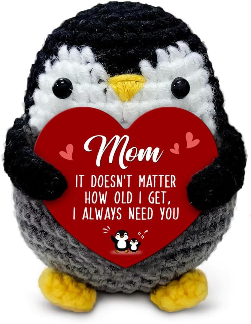 2 x Mom Gifts from Daughter Son - Handmade Penguin Crochet Birthday Gift for Moms, Mama, Mother in Law & Step Mom, I Love You Small Cute Stuff Things