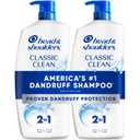Head & Shoulders Anti-Dandruff Shampoo and Conditioner with 1% Pyrithione Zinc, Classic Clean 2-in-1 Twin Pack, Fresh Scent, Flake Control, Scalp Care, Color-Safe, 32.1 fl oz Each