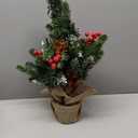 MEETYAMOR 2 FT Mini Christmas Tree, 24" PE Prelit Small Artificial Tabletop Snow Flocked Christmas Trees Decor with 20 Lights Timer, Outdoor Indoor Porch Table Centerpieces Xmas Christmas Decorations (Mymt-104)