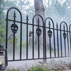Yaocom 6 Pack Large Halloween Skull Fence 35.4"H x 23.6"W Metal Yard Decor
