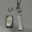 Seedwee for Chevy 5 Button Key Fob Cover, Soft TPU Keys Protector Bling Key Fob Keychain for Equinox Camaro Cruze Malibu Sonic Buick Terrain Smart Key, Silver Clear