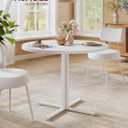 VASAGLE Dining Table, Small Round Kitchen Table for 4 People, 31.5 x 29.4 Inches, for Dining Room, Living Room, Farmhouse, Water-Resistant, Snow White UKDT082W01V1