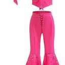iTVTi Cowgirl Costume Girls Hot Pink Kids Disco Outfits Movie Dress up for Halloween Birthday Party Cosplay, 3-4 Years (Tag 100)