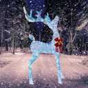 5ft Lighted Prismatic Iridescent Reindeer Christmas Decor, Handmade Rainbow Glitter Deer with 210 LEDs, Plug and Play, Ground Stakes, Safe Material Metal Frame for Christmas Party Home Yard Decor