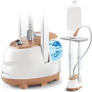 Steamer for Clothes,1800W Standing Garment Steamer with Adjustable Double Rod,Flat and Hanging Ironing,Clothes Steamers with 10 Ironing Modes,30s Fast Heat-up (White gold)