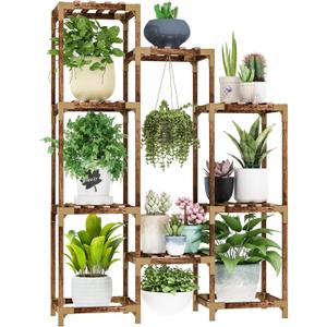 HOMKIRT Plant Stand for Indoor Outdoor, 10 Tier Tall Large Plant Shelf Rack for Multiple Pots, Flower Stand for Patio Porch Living Room Balcony Corner Garden Office, Boho Style Plant Table Holder