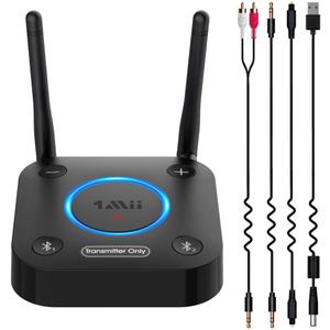 1Mii B06TX Bluetooth 5.2 Transmitter for TV to Wireless Headphone/Speaker, Bluetooth Adapter for TV w/Volume Control, AUX/RCA/Optical/Coaxial Audio Inputs, Plug n Play, aptX Low Latency & HD (B06TX_Black)
