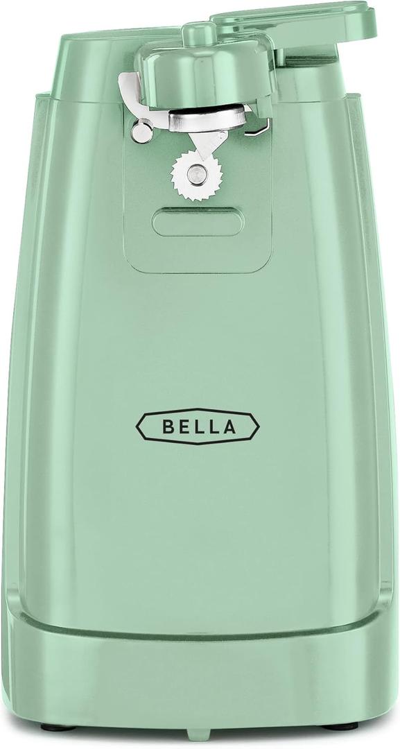bella Electric Can Opener and Knife Sharpener, Removable Cutting Lever, Cord Storage, Stainless Steel Blade, Sage