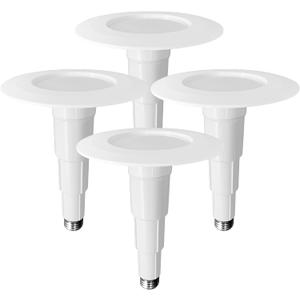 Soliseed 4 Pack 4 Inch LED Can Lights Length Adjustable Recessed Lights, Retrofit Downlight ETL Damp Rated, 9W=40W, 5000K Daylight, 500LM, Dimmable, Easy Installation, Bevel Trim, E26 Base
