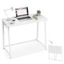 POLWKZU Folding Desk Small Foldable Desk for Small Space, 31.5 Inches Writing Computer Desks in Study, Home Office Foldable Office Desks for Bedroom, White