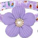 Medium Dog Collar with Flower, Dog Collars for Medium Dogs Collar for Girl Cute Dog Collar with Bell, Adjustable Length (Purple)