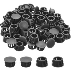 MECCANIXITY 78Pcs Plastic Hole Plugs, 11/16" x 7/16"(DxH) Hole Cover Tubing End Cap for Round Holes(13mm), Table Chair Floor Protector Furniture Cupboard Shelves, Black