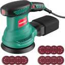 5-Inch Random Orbital Sander, HYCHIKA 13000RPM Electric Orbital Sander with 6 Various Speeds, Palm Sander with 12 Pcs Sandpapers, 1 Pcs Dust Bag, Fit for Woodworking/Sanding