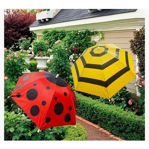 2 Pack Plant Umbrellas for Outdoor Plants-Adjustable Garden Shade Tent,26" Garden Umbrella for Potted Plants Bed Flowers(Ladybug, Striped Yellow)
