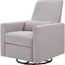 DaVinci Piper 360° Swivel Rocker Recliner Chair - Rocking Chair for Nursery & Living Room, GREENGUARD Gold, FSC & Certi-PUR US Certified, Comfy Nursery Glider Recliner - Heathered Blue/ w/Cream Piping