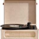 Coryphaeus Vinyl Record Player 3-Speed Bluetooth Input and Output Built-in Speakers with Magnetic Cartridge Auto Off (Flora Engraved)