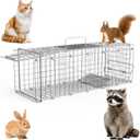 Live Animal Cage Trap, 23.3x7.2x7.7 Inches Humane Cat Trap for Stray Cats, Outdoor Heavy Duty Foldable Raccoon Traps, Humane Catch & Release Live Traps for Rabbits, Squirrels (<4.4 lbs)